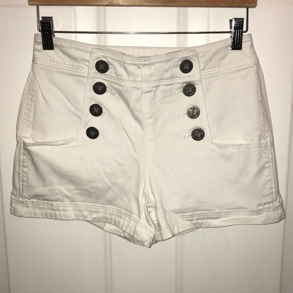 High waisted white shorts